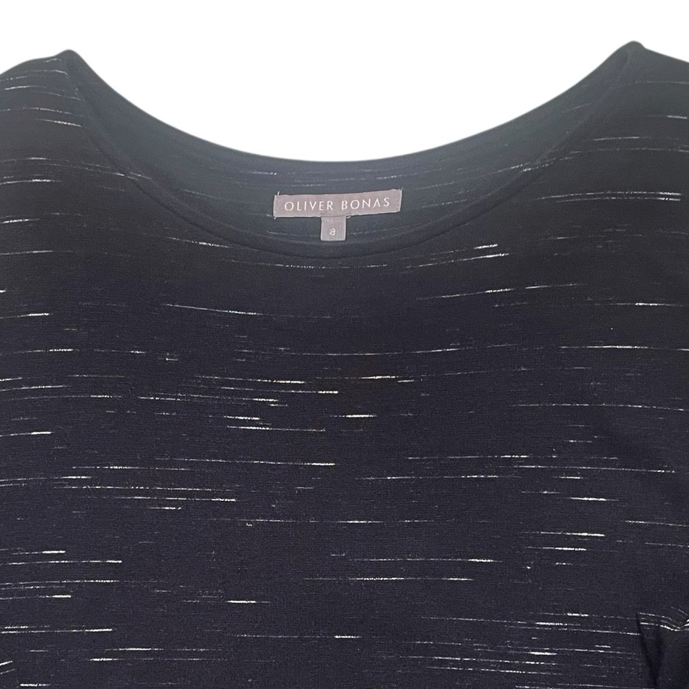 Oliver Bonas Career Dress Black Wht Office Casual Modest Soft Comfy British SZ 8 - Picture 9 of 16